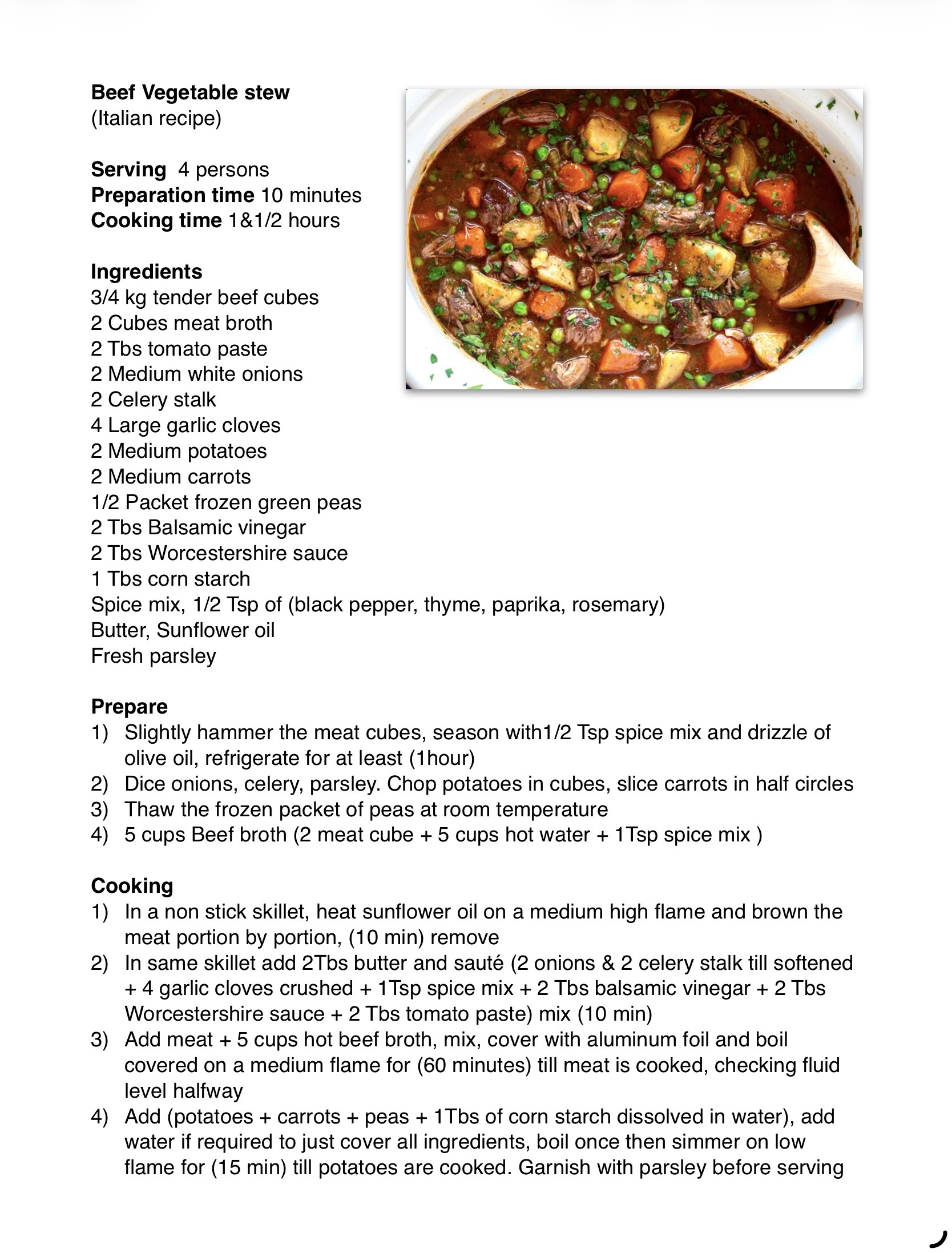 Recipe for Beef vegetable stew - Dr. Cook