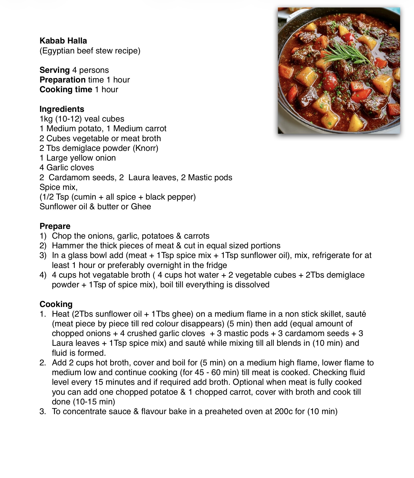 Recipe for Kabab Halla - Dr. Cook