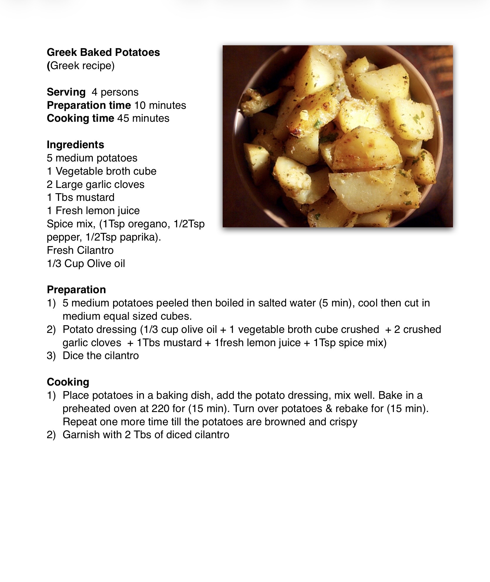 Recipe for Greek potatoes - Dr. Cook