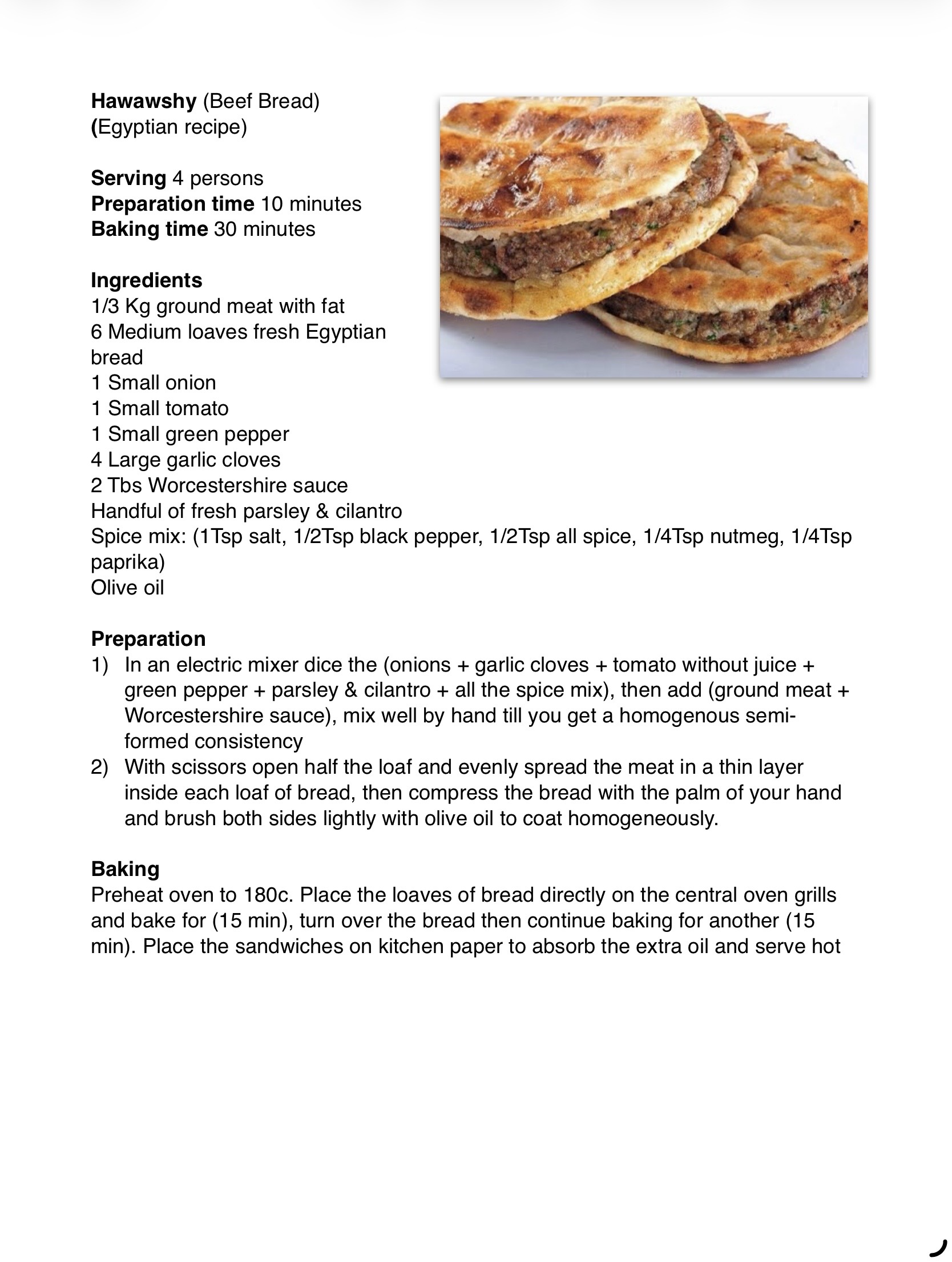 Recipe for Hawawshy (meat bread) - Dr. Cook
