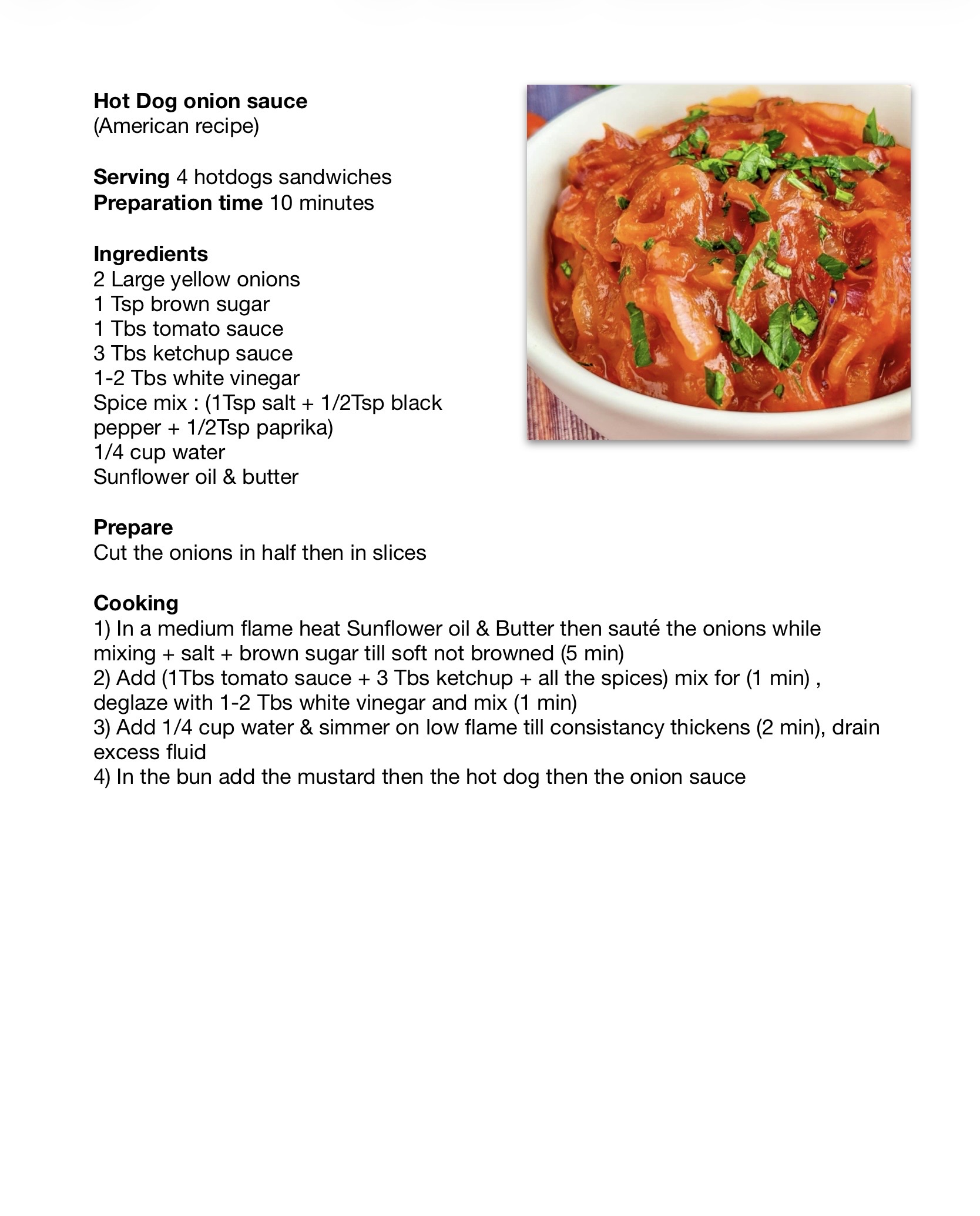 Recipe for Onion sauce - Dr. Cook